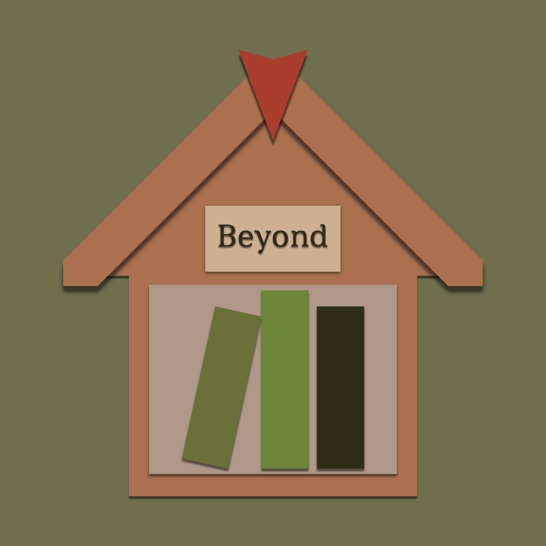 Beyond School Tutoring — paper house and bookshelf logo